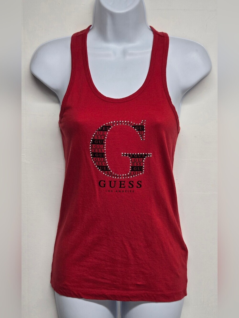 Guess XS Embellished Racerback Tanl Top Red